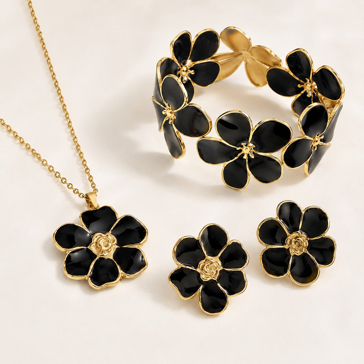 Set Flores de Primavera (cadena+pulsera+aretes)