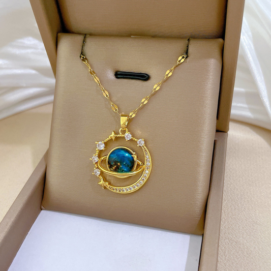 Collar Saturno +Caja Regalo