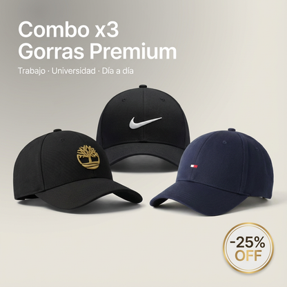 Combo Gorras x 3 negras
