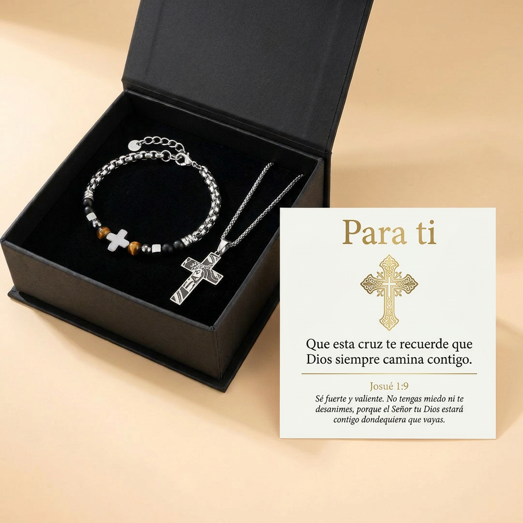 Set Guardián de Fe (cadena + pulsera)
