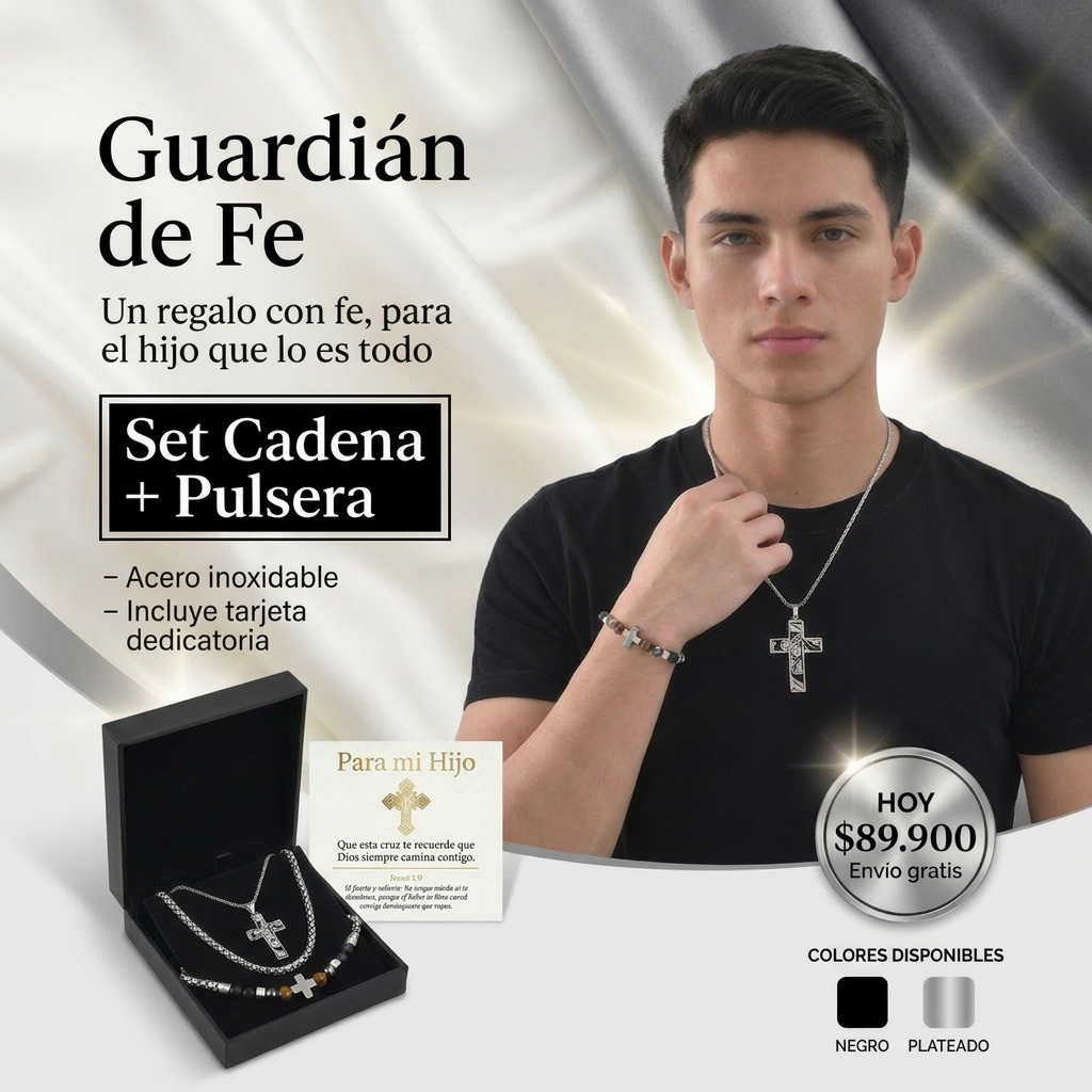 Set Guardián de Fe (cadena + pulsera)